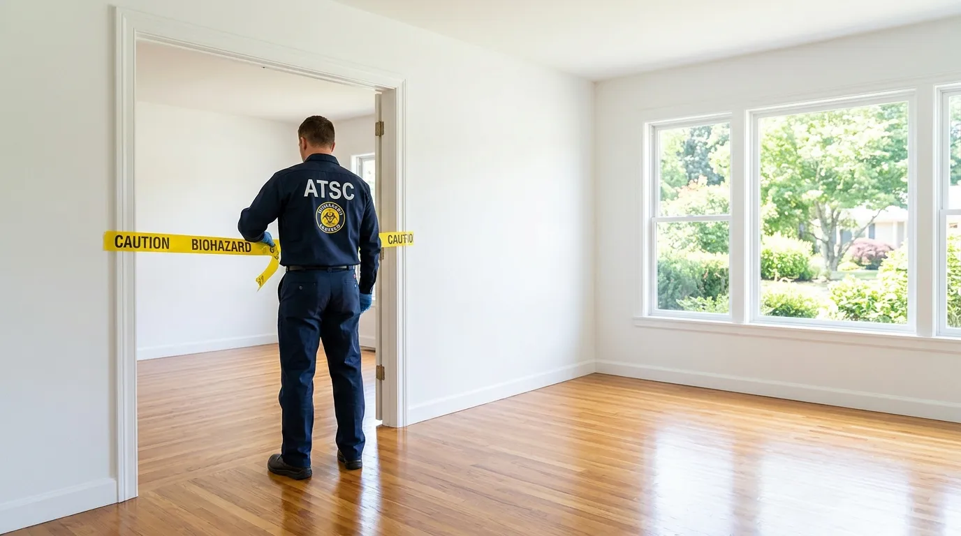Certified biohazard cleanup crew performing Crime Scene Cleanup in Port Jefferson Station